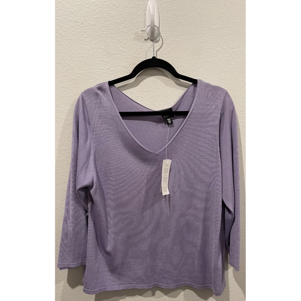 EILEEN FISHER Lilac 3/4 Sleeve Blouse